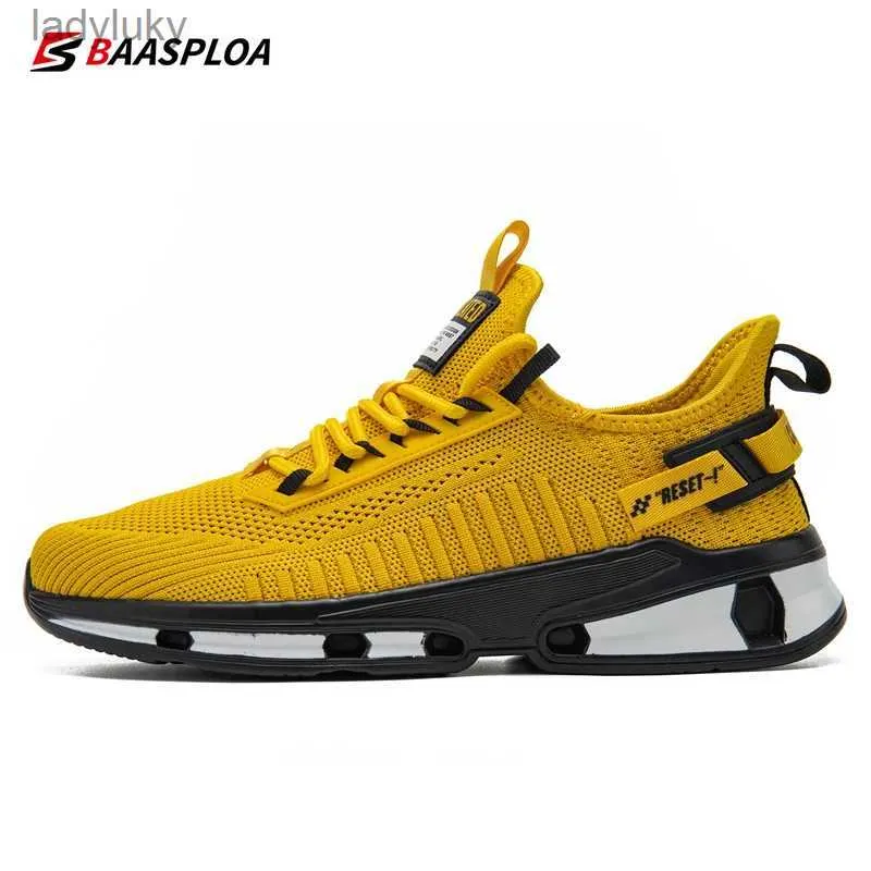 Chaussures sportives Baasploa Mens Nouvelles chaussures de sport tricot décontractées chaussures de course de mode légères anti-glisser et amortisseur pour hommes marchant Tenis chaussures C240412