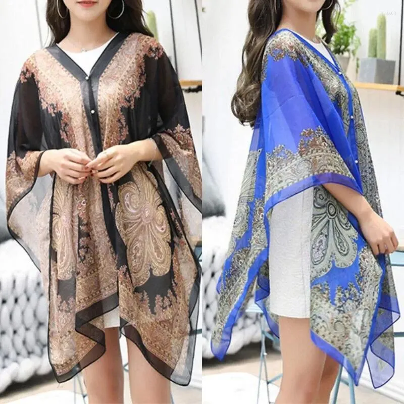 Scarves V-neck Shawl Scarf Boho One Size Beach Cover Up Chiffon Swimwear Kaftan Top Summer