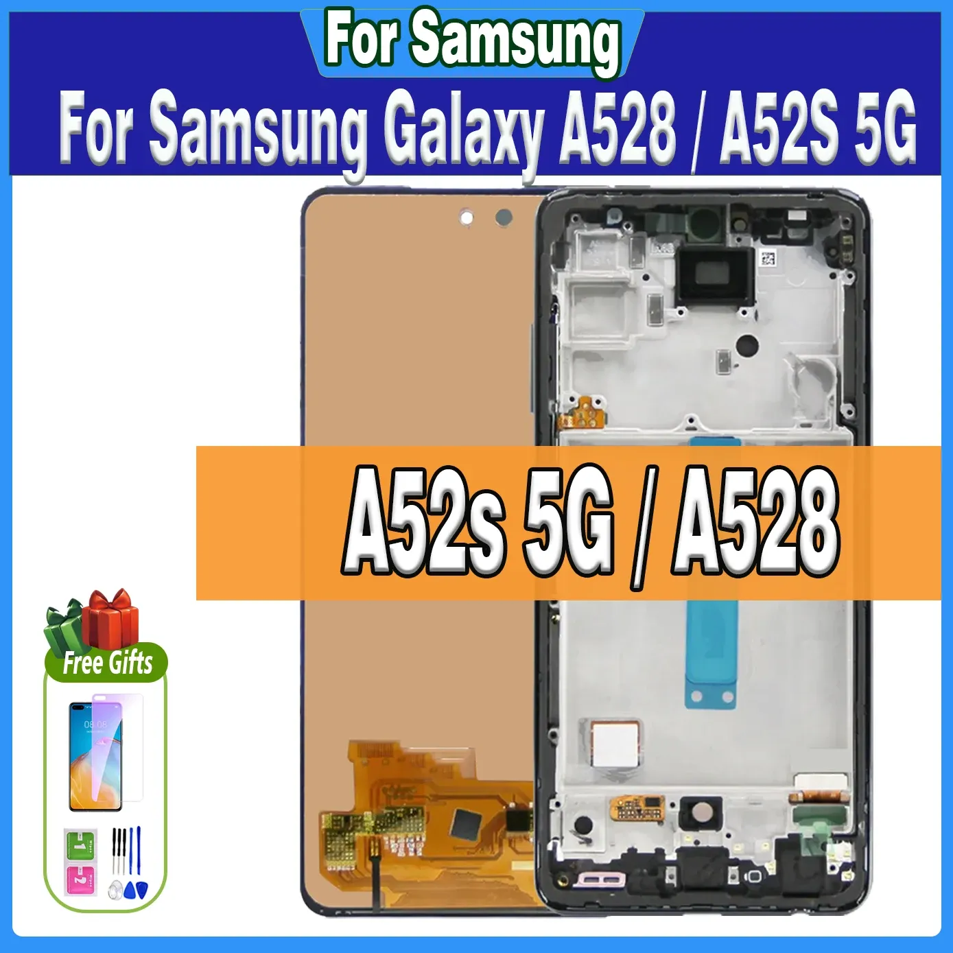 % 100 Samsung Galaxy A52S 5G A528 A528B A528M A528B/DS LCD Dokunmatik Ekran Sayısallaştırıcı Onarım Parçaları Montajı
