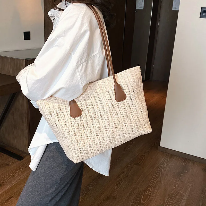 LEFTSIDE 2024 Summer Straw Tote Bag for Women Large Shoulder Handbag ...