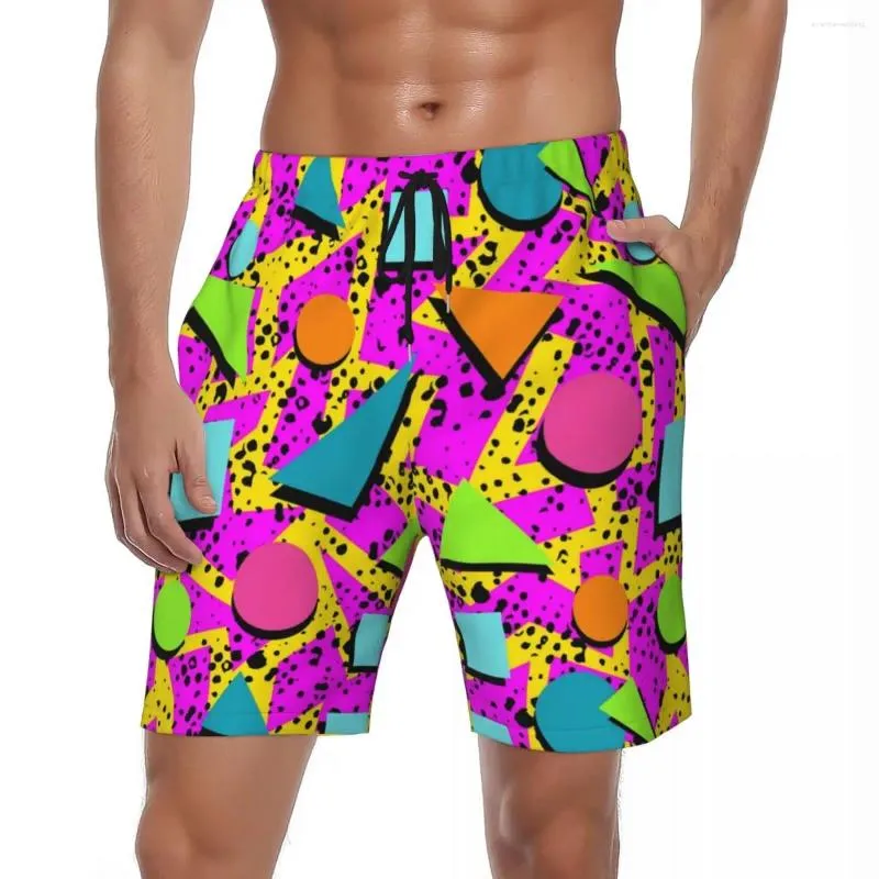 Heren shorts Classic vreselijke vreselijke jaren 90's neon board zomer abstarct casual strand man sport surfen snel droog ontwerp zwembroek