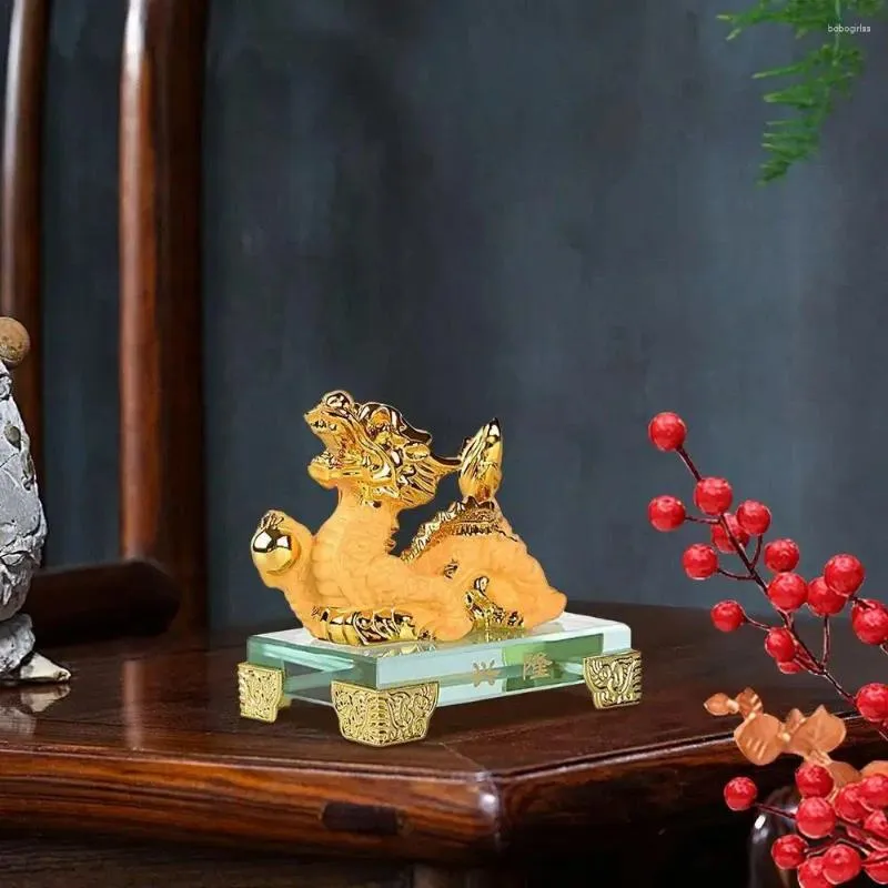 Dekoratif Figürinler Reçine Çin Yılı Ejderha Heykeli Servet Çekin İyi Şanslar Feng Shui Figürin El Sanatları Heykel
