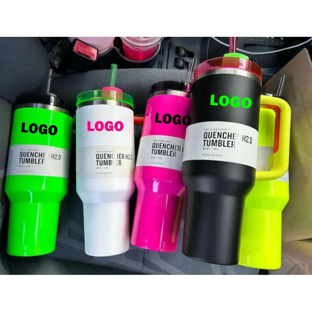 STOCK Neon Starbacks Winter Cosmo Pink With Quencher H Oz Stainless Steel Tumblers Cups Silicone Handle Lid And Straw Car Mugs Water Bottles 0412