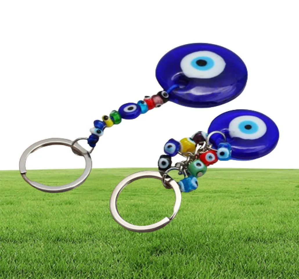 الأزرق الأزرق الشرير العين السحر الحلقة السحر المعلقات صياغة سلسلة مفاتيح الزجاج مع مفاتيح معلقة الزخرفة مجوهرات الإكسسوارات تميمة FO1183488