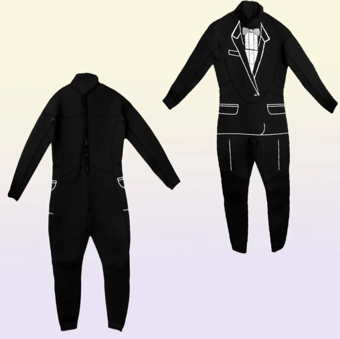 Mens Tuxedo Letsuu de roupa formal estilo preto de 3 mm de neoprene Tie Surf Surf Scuba Divive Diving Suit15686494