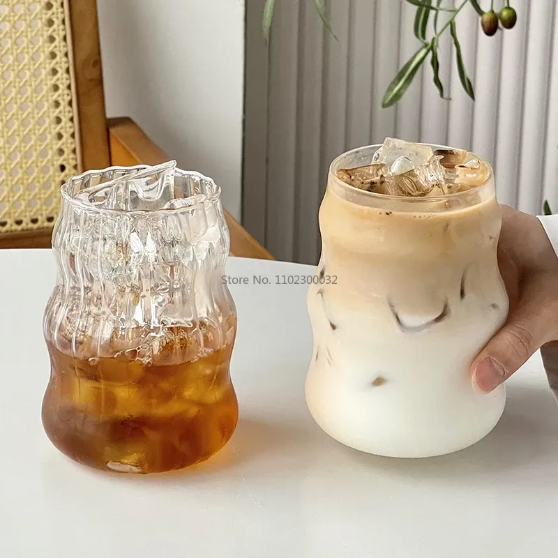 ins مطعم INS ICED American Coffee Cug Latte Cup Cup Bold اشرب شرب زجاج كوب شاي الفاكهة