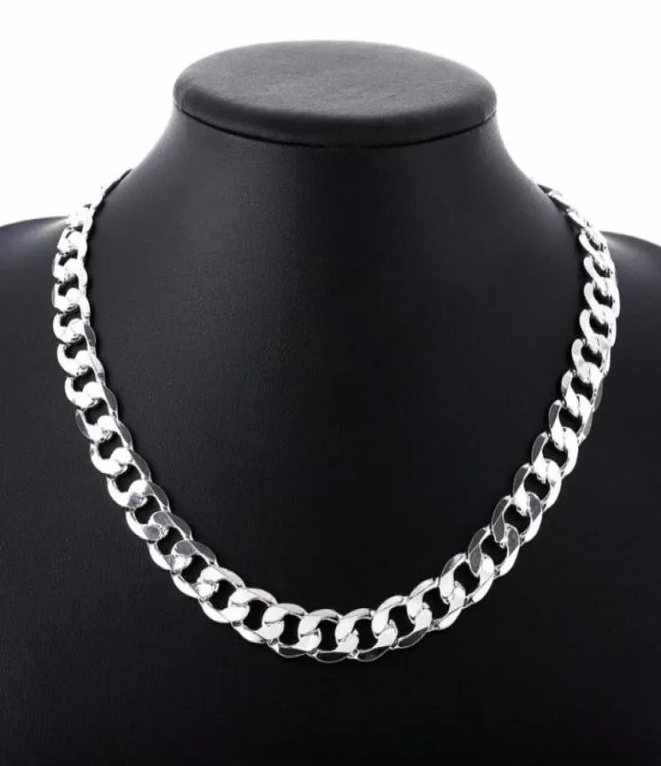 Kedjor 2022 tum 12 mm trottoarkedja halsband för män silver 925 halsband choker man mode manlig smycken bred krage vridmoment colar3676160