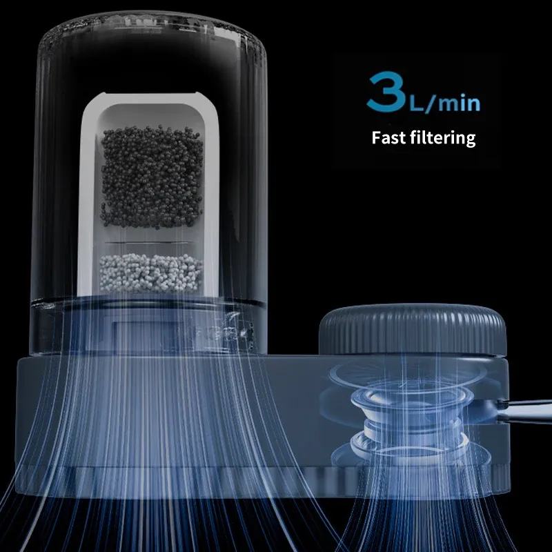 Kran kranvattenrenare fysisk filtrering för hem kictchen 2 filterelement avtagbart tvättbart filter vattenrenare luftare