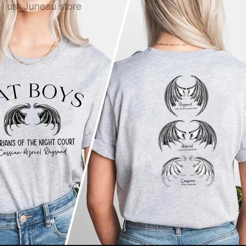 Kvinnors t-shirt bat pojkar wing span t-shirts acotar bookish t shirt casual bomull illyrians krigare av natt t-shirt bokish ts kläder 1 t240415