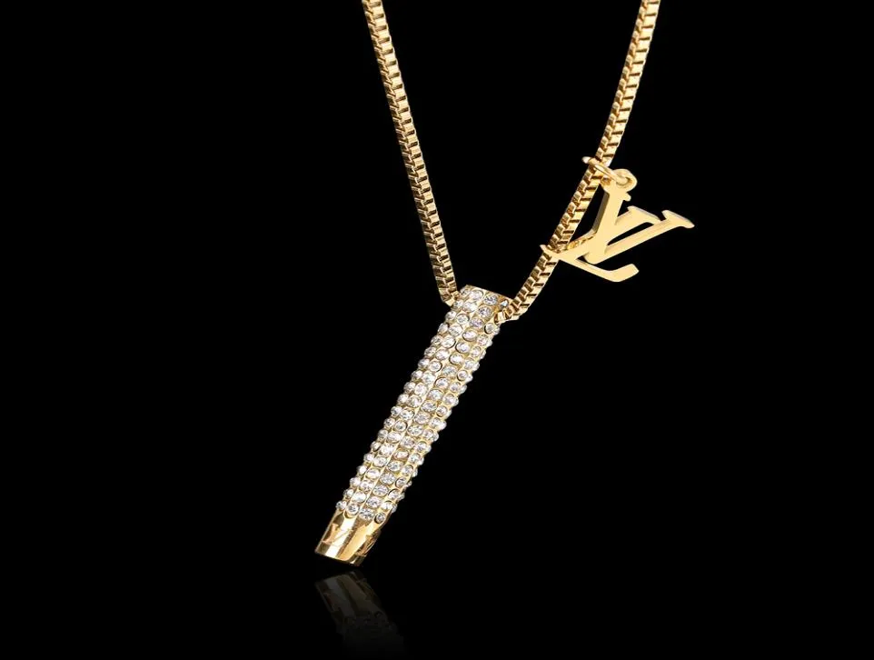 Nouveau collier de lettre en acier inoxydable de mode Iced Out Diamond Christmas Gift2635501