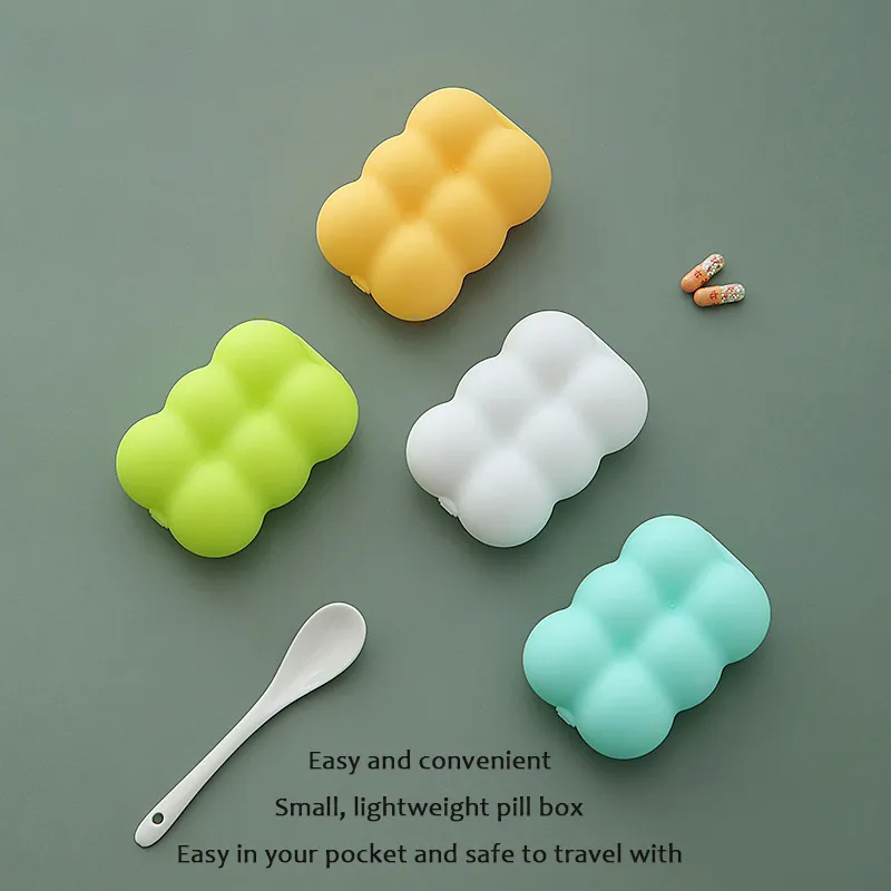 Pill box Portable 6-cell pill storage box Large capacity mini travel medicine small sealed box Old people students young people