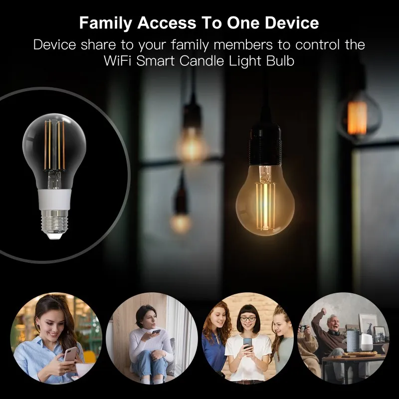 SMART HOME TUYA WIFI Fjärrkontroll Vintage Style Smart Filament BULB VOKEL CONTROL LED LIGHT LAMP E27 Energibesparande ljus NYTT