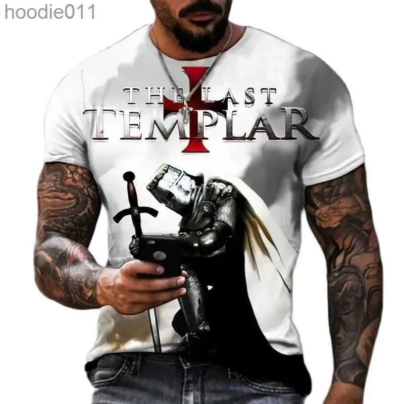 Sudaderas con capucha masculinas sudaderas de verano de verano Templo Knight 3d impresión para hombre camiseta harajuku camiseta cruzada hombre manga corta extra grande top c24325