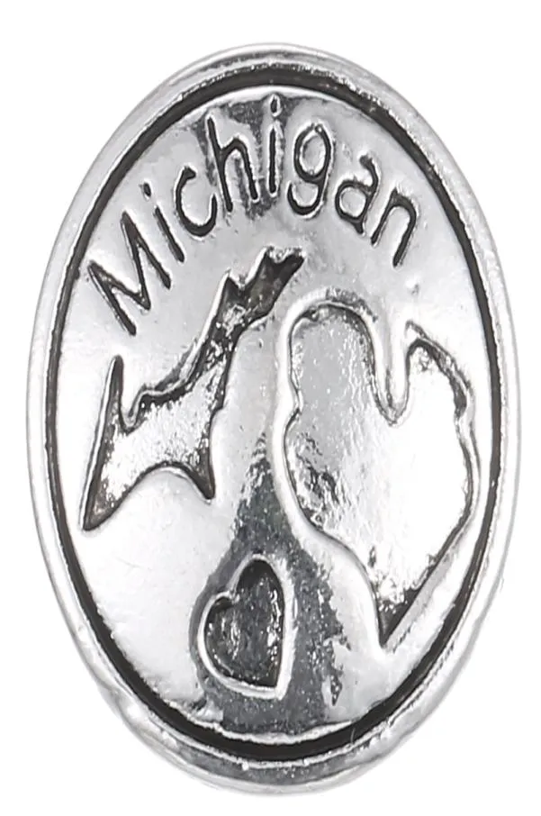 10pcllot 2017 Silver Michigan Snap Buttons 18 mm Charms Biżuter Snap dla srebrnej bransoletki Silver 9012906