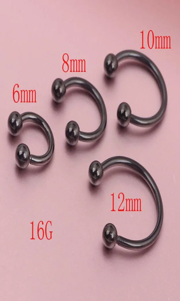 Anodisé noir Horseshoe bar à lèvres Nez Septum Ronnel d'oreille Différentes tailles disponibles Bijoux de corps de nez perçant 6095903