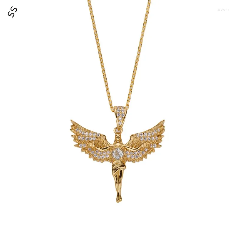 Pendant Necklaces Europe And The United States Cross-border Angel Wing Necklace Natural Aquamarine Treasure Apparel Decor Chain Women's