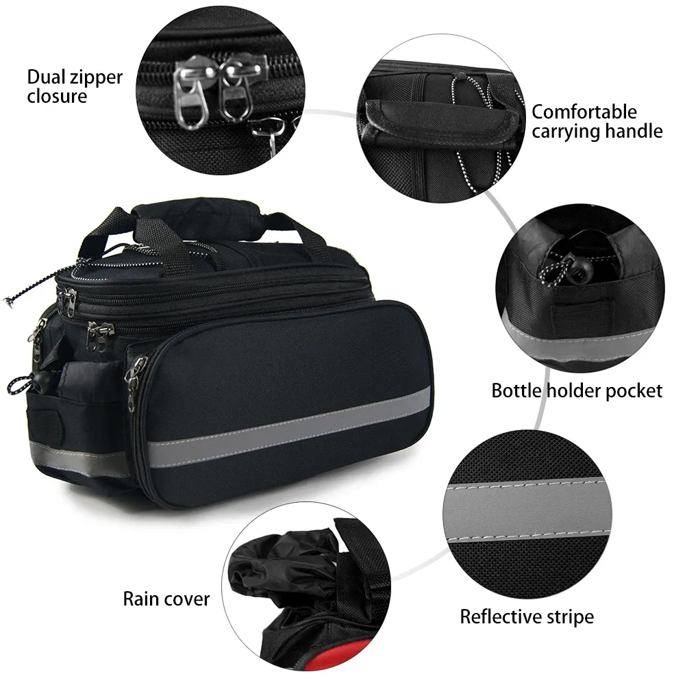 Bicycle Rear Rack Trunk Bag - 20L Gray Pannier Saddle Bag - New With Tags