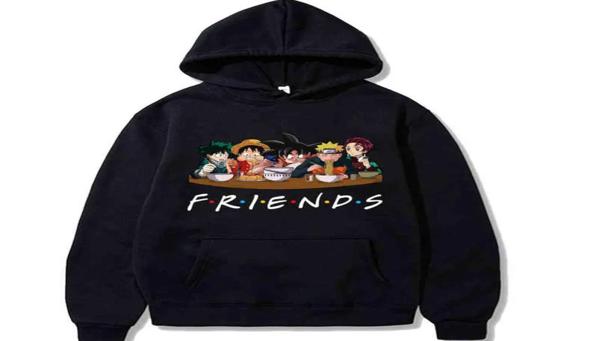 2021 Anime mi héroe Academia Menwomens Amigos estampados Amigos de manga larga Hoja de demonio de sudadera con capucha de boygirls de gran tamaño ropa G12082133128