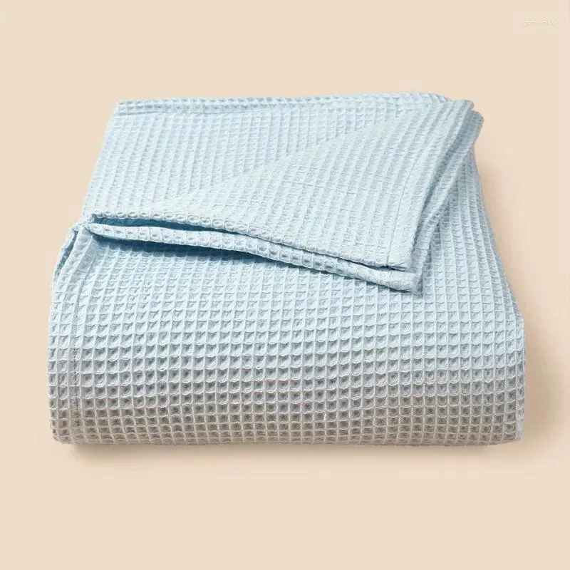 Blankets 2PCS Cotton Waffle Throw Blanket Pure Color Pineapple Grid Honeycomb Mesh Warm Casual Nap Bedding Baby Factory Direct