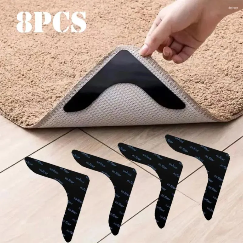 Mattor 8st starkt självhäftande fästelement prickar klistermärken krok slinga tejp för lakan bäddsoffa matta mattor anti slip kuddar