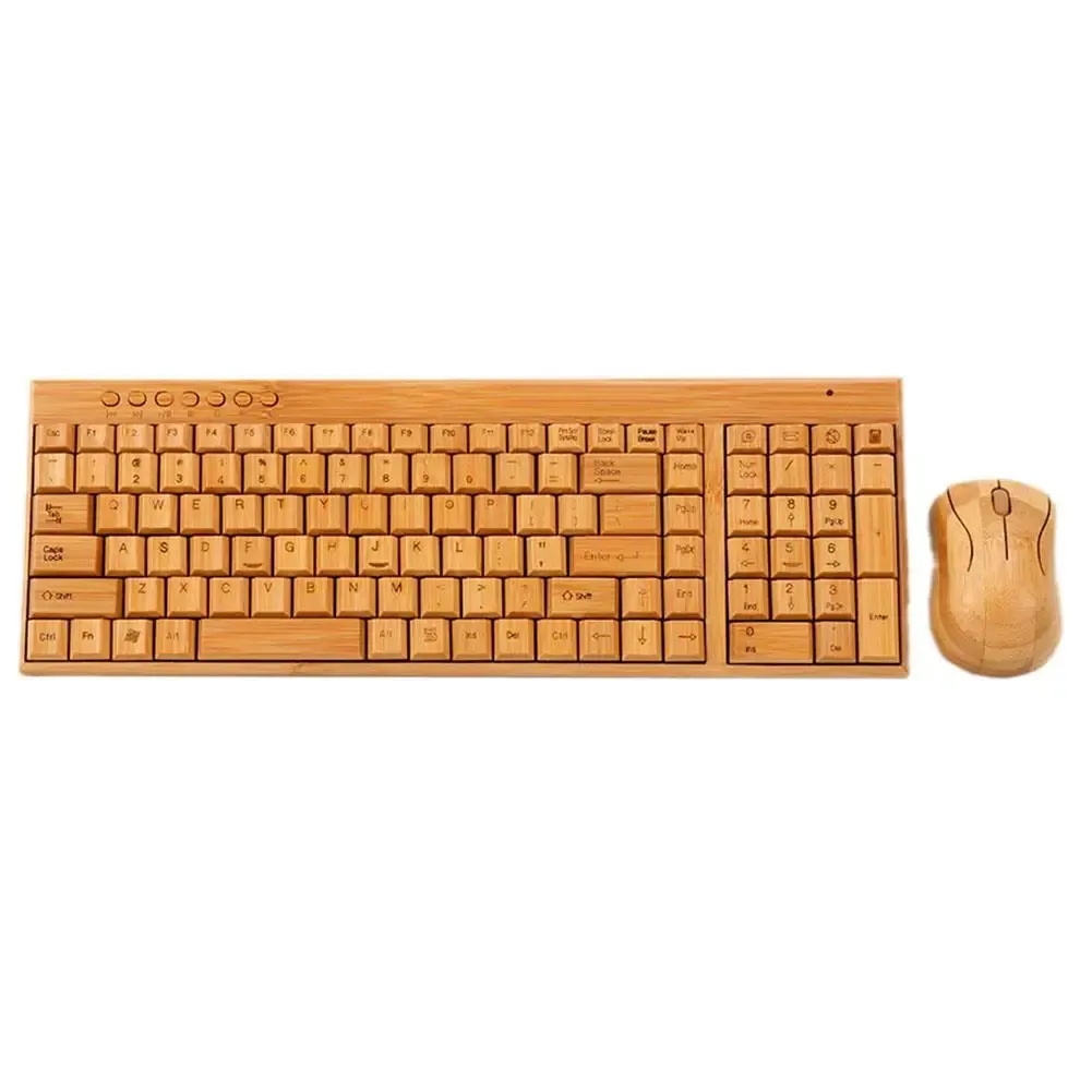 Combos 2,4 GHz drahtloser Bambus -Tastatur -Plug & Play Wood Computer Maus für Büro -Laptop -Handgefertigte natürliche Holztastaturmaus