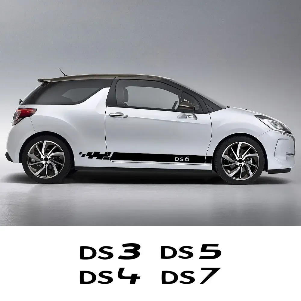 2PCS Car Door Side Stickers For Citroen DS3 Cabrio DS4 DS5 Prestige 5LS DS DS6 DS7 Auto Tuning Accessories Vinyl Film Decals