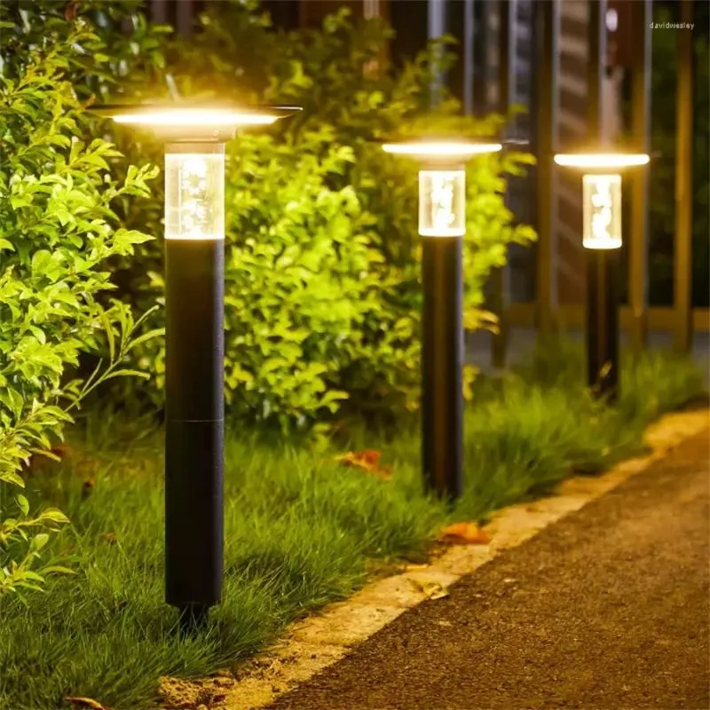Solar Garden Pathway Light Imperproof Aluminium Lampe Pilier de paysage moderne Villa extérieur El Bollards
