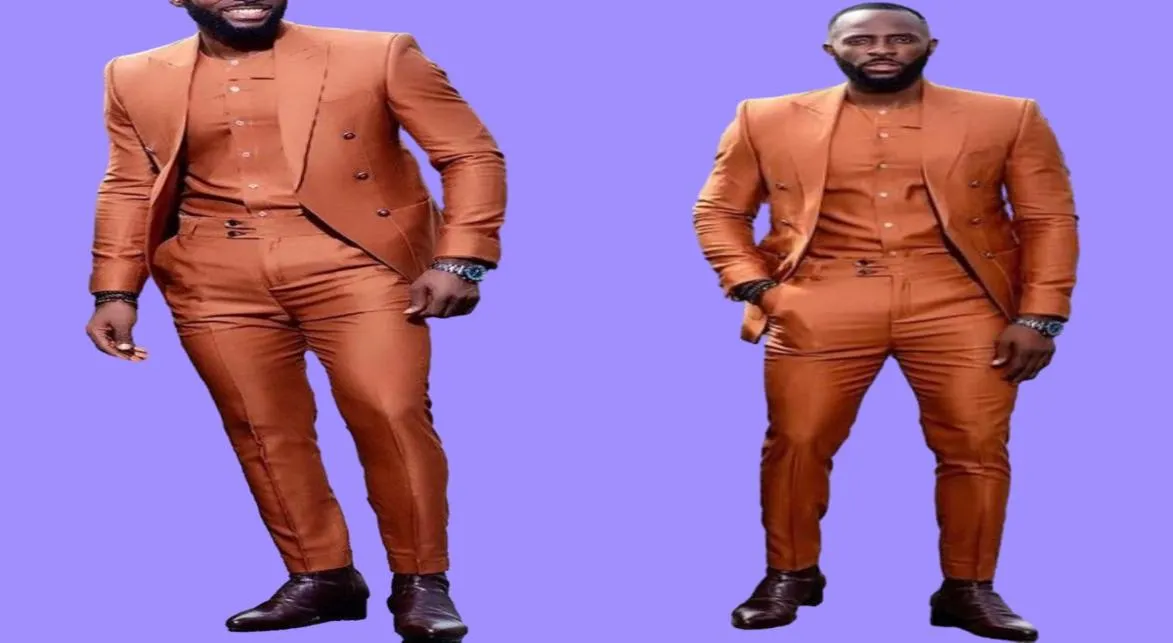 Naranja traje de solapa máxima para hombres039s trajes de blazer 2 piezas de la fiesta de boda de esmoquin