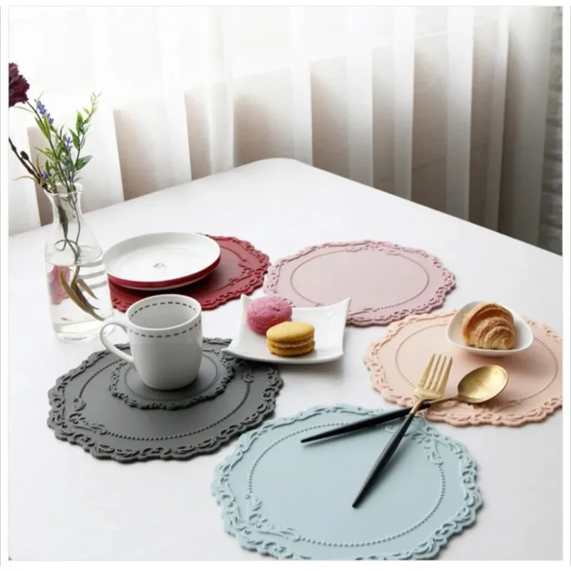 2024 12/23/35cm Silicone Flower Placemat Tableware Oil Resistant Heat Insulation Non-Slip Tablemat Coaster Kitchen Washable Cup Pad Sure,