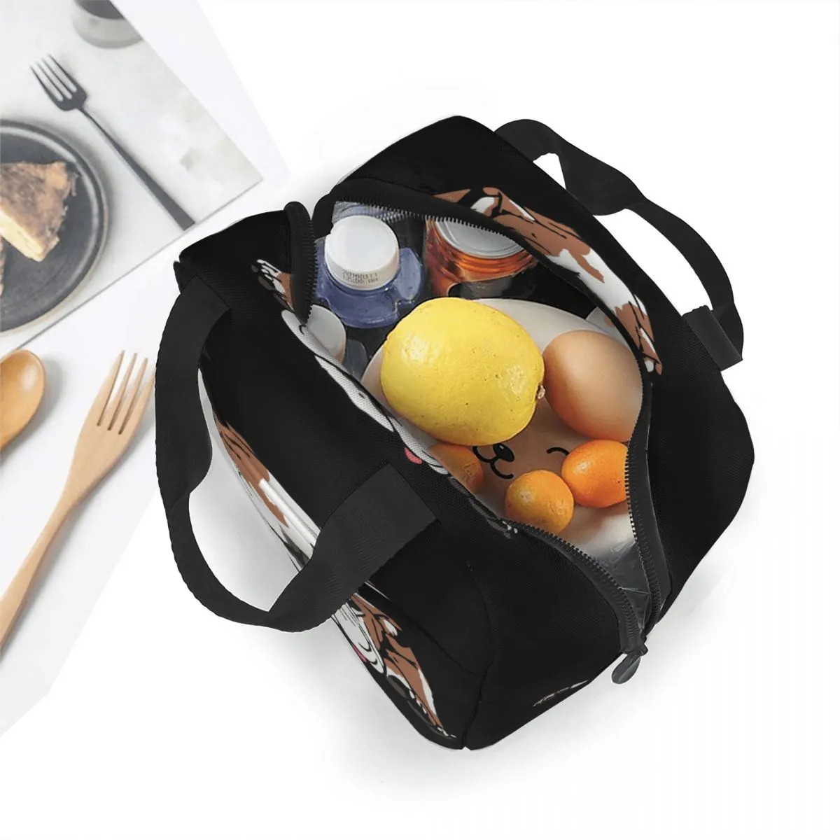 Grappige bulldoghonden geïsoleerde lunchzakken thermische tas lunchcontainer dier grote tote lunchbox eten handtassen college reizen