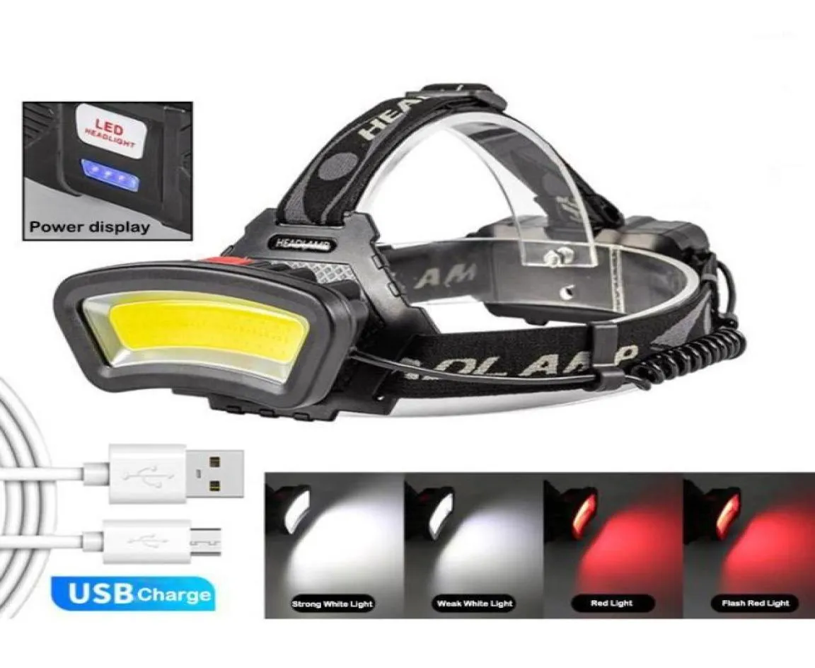 Powerful COB LED Headlamp head Headlight USB Head Lamp Lighting lampe frontale Light Torches Lamp 18650 battery12661268