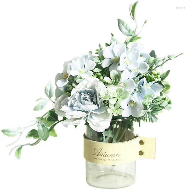 Dekoracyjne kwiaty białe jedwabne sztuczne róże ślub dom jesienny dekoracja wysokiej jakości duży bukiet luksusowy fałszywy aranżacja kwiatowa