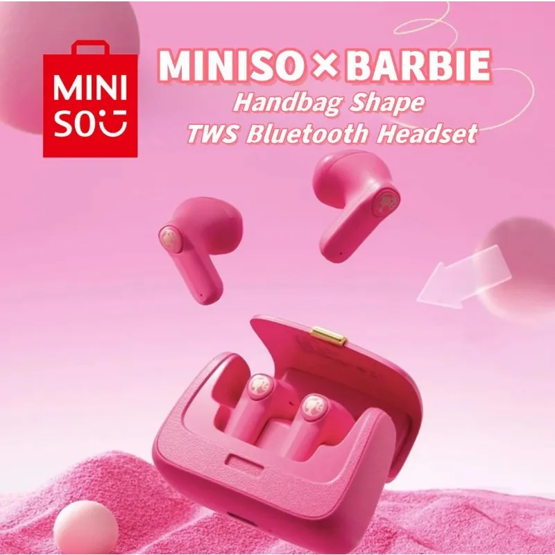 MINISO Barbie Series TWS Bluetooth Headphones Pink Handbag Shape
