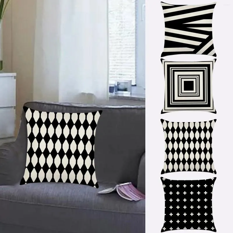 Pillow Modern Minimalist Geometric Linen Cover Office Sofa Nap Natural Silk Pillowcase For Hair And Skin