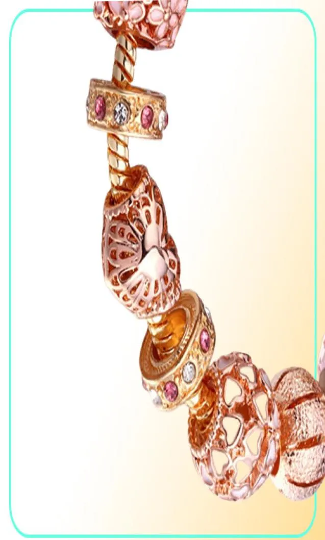 Braccialetti in oro rosa di alta qualità ciondoli braccialetti per braccialetti fai -da -te europei regalo per amanti amiche N993697888