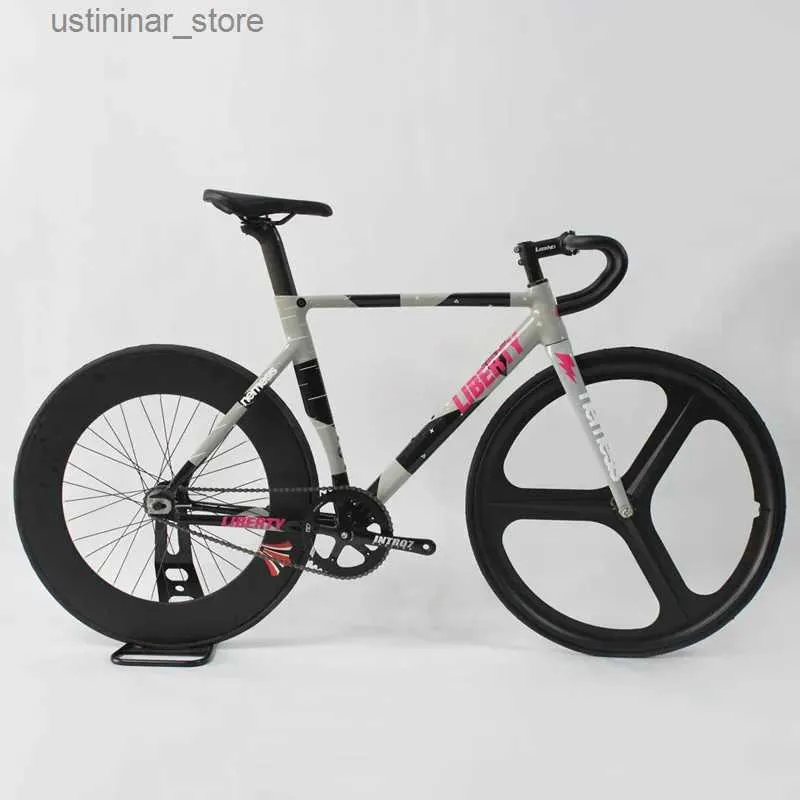 DHgate Fixie Bike 700C Aluminum Frame Carbon Fork Single Speed Bicycle with 48T Crankset 3 Spoke 40 70 90MM Wheelset Toys Gifts