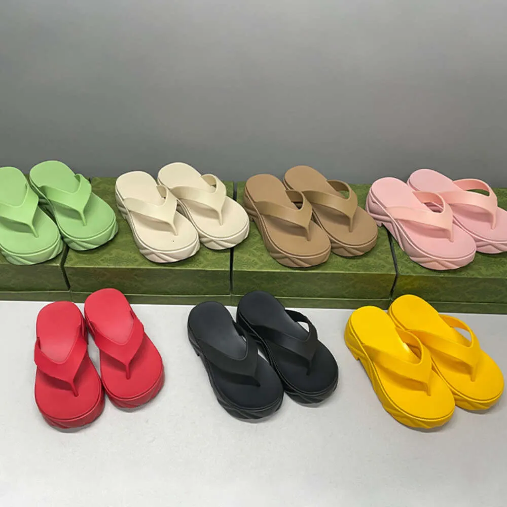 Designer Slippers Women Thong Sandals Platform Slides Rubber Insole Flip Flops Flatform Sole Slide Beach Sandal With Box 554