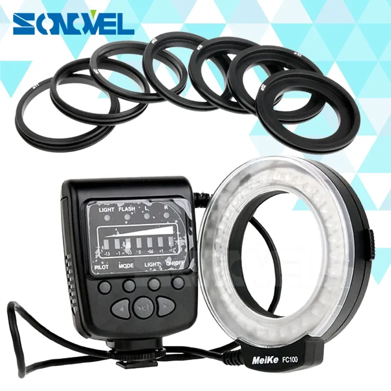 Flashes Meike Ro Ring Flash LED Light FC100 for Canon EOS 77d 60d 7d 6d 5ds r 5d Mark IV 800d 760d 750d 700d 650d 600d 70d