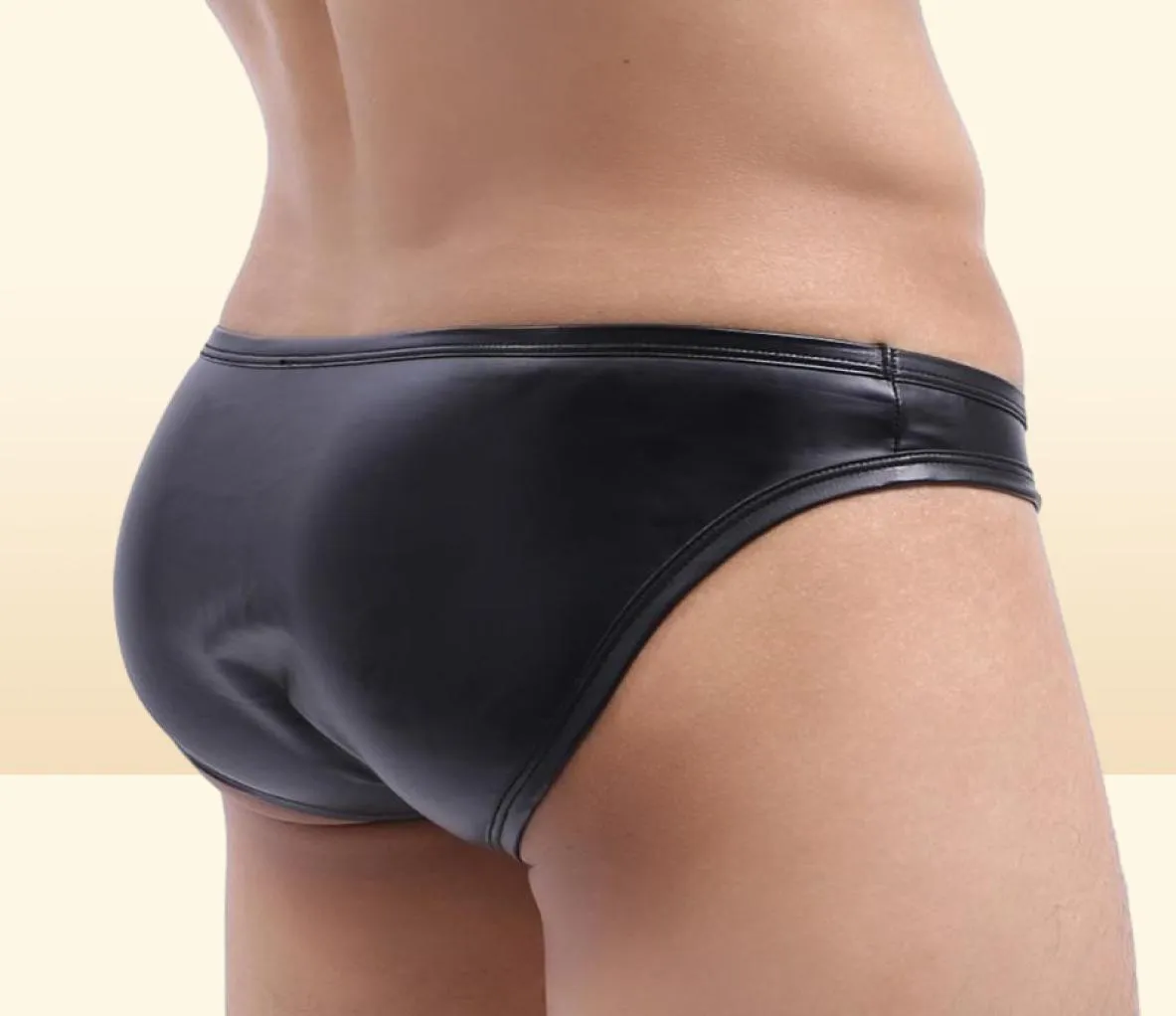 Underbyxor herr sexiga underkläder faux läder kort penis bulge påse plus storlek mesh erotisk frestelse thongs bikini shorts8348993