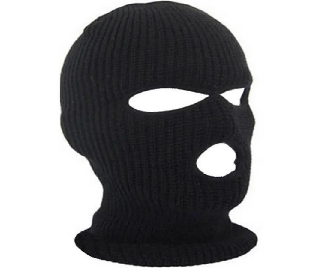 Volledig gezicht masker drie 3 -gat balaclava gebreide hoed winter stretch sneeuwmasker beanie hoed dop nieuw zwart warme gezicht maskers1644502