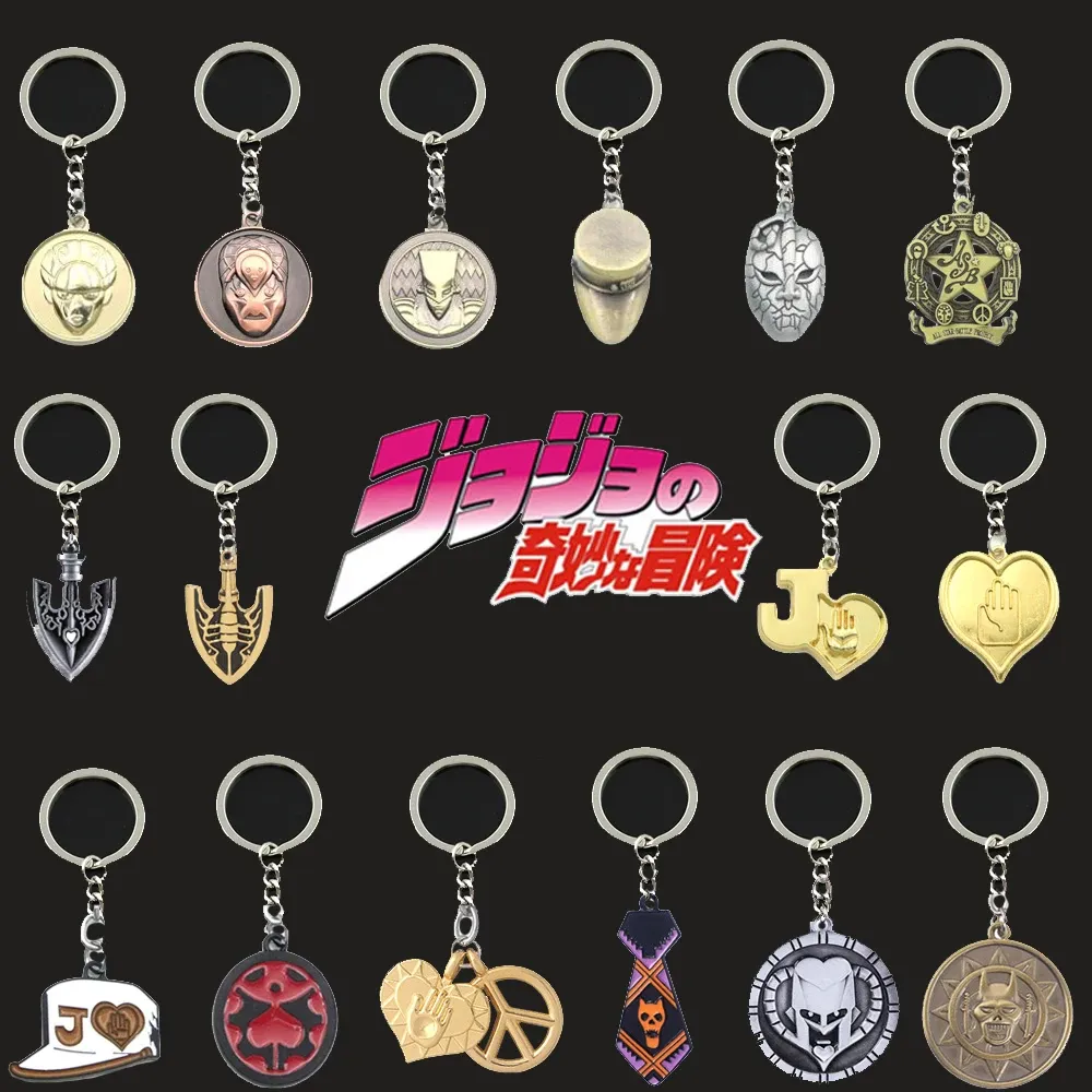 Anime jojo bizzarre avventura di portachiavi killer regina higashikata josuke brow freccia ciondolo a ciondolo per le donne accessori per auto da uomo