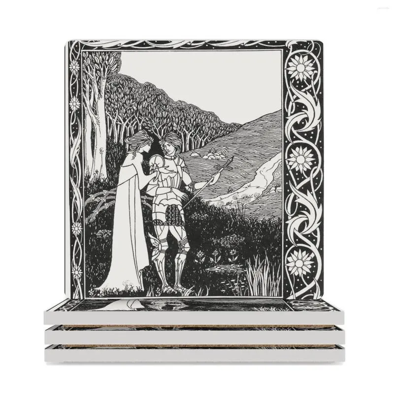Bordmattor Aubrey Beardsley - Sir Lancelot and the Witch Ceramic Wasters (fyrkant) för koppar set Eat Pot Tile