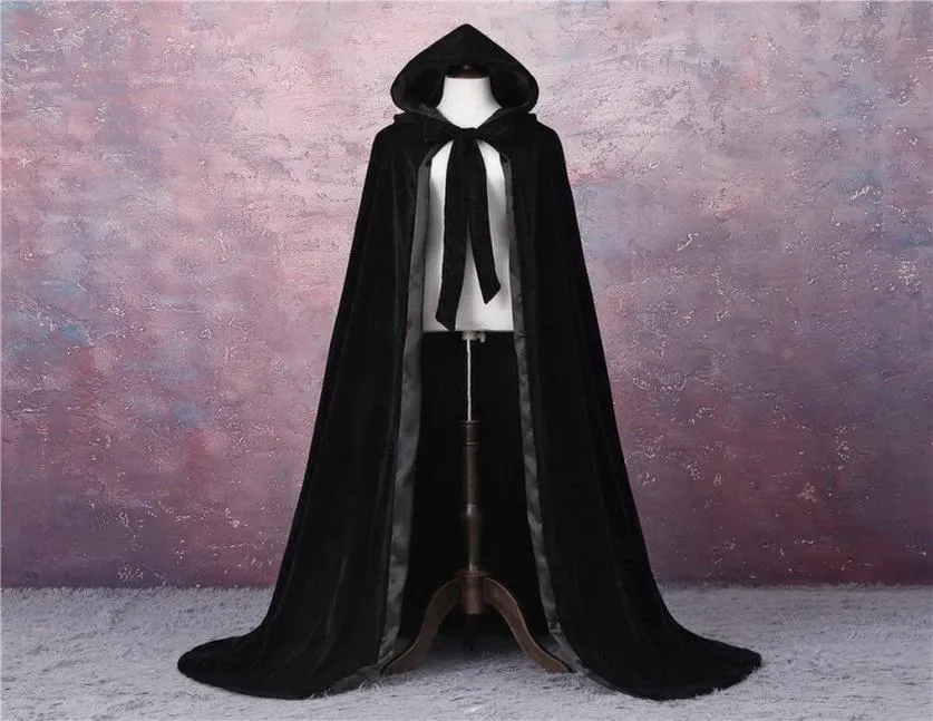 Black Velvet Wedding Outdoor Cape Capes Coat Princess Wedding Châous pour les accessoires de mariée Cloak7435134