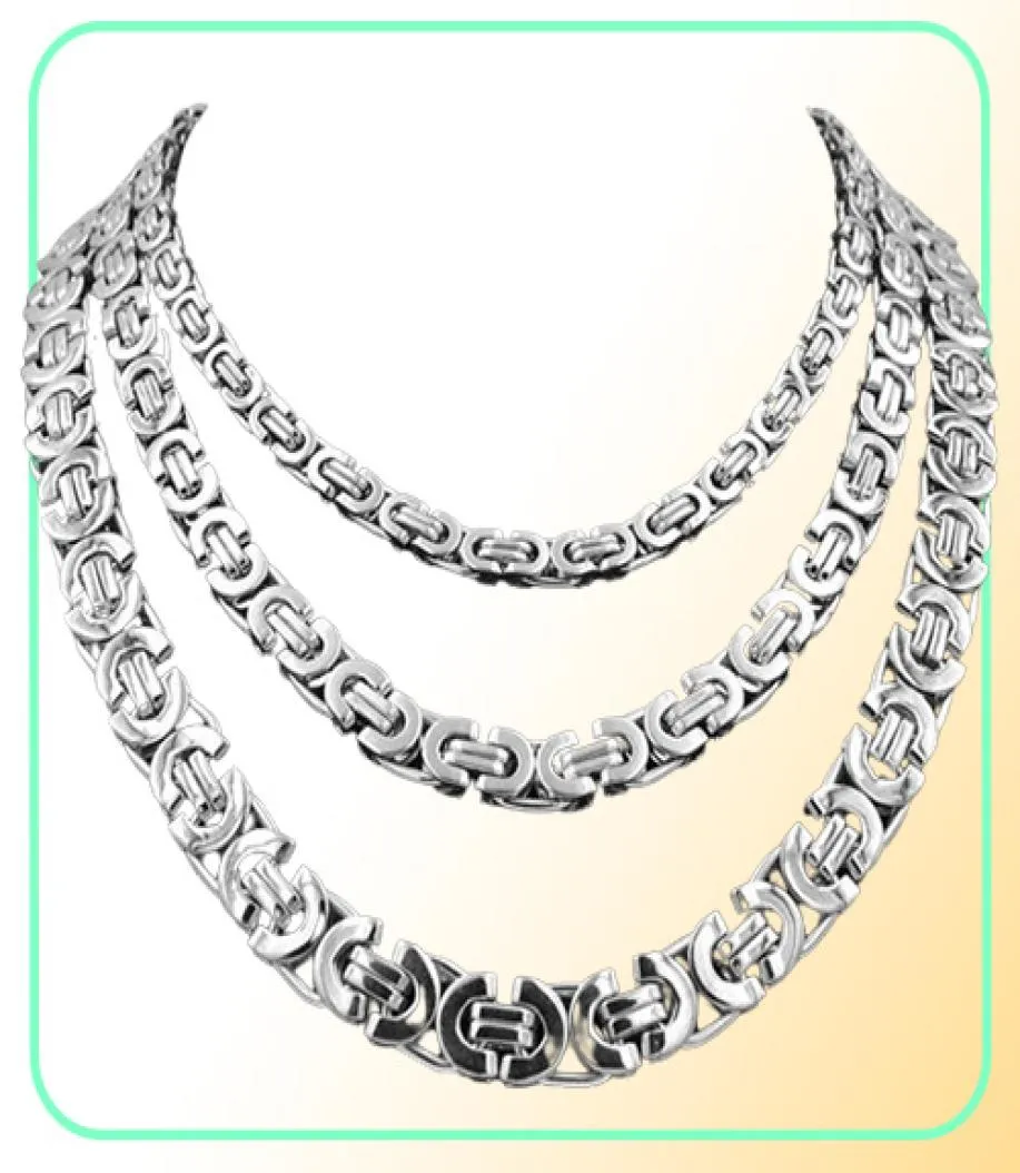 Collares de plata gruesos Collar de acero inoxidable unisex Bizantino Cadena de plata