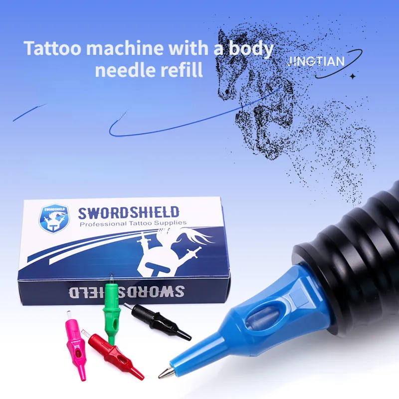 20st Original Ballpoint Tattoo Catron Needles flera färger Enskilda förpackningstatuering Pen Grip Cartridge Supplies Artist