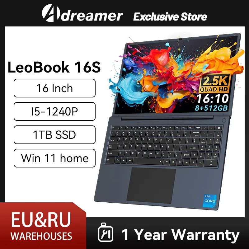 Adreamer LeoBook 16S Laptop 16 Inch 2.5K 2560x1600 IPS UHD Intel