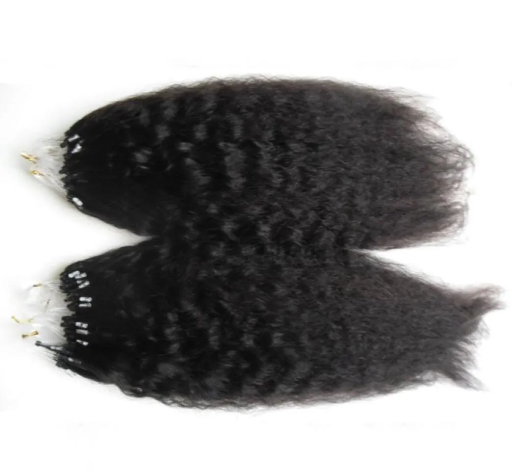 200g Coarse Yaki Loop Micro Ring Hair 1GS 100Gpack 100 Human Hair Kinky Straight Micro Bead Links Remy Hair Extensions 180399508124