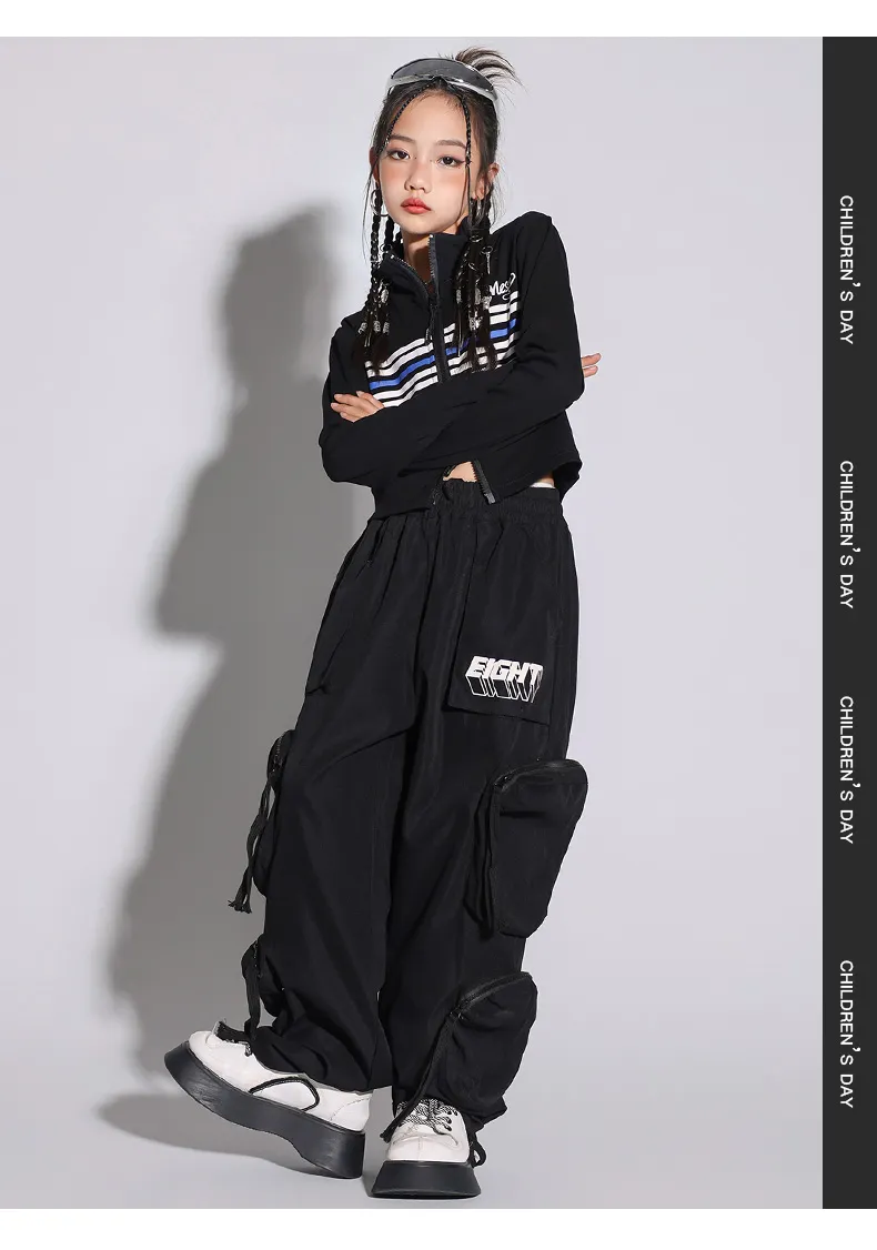 Kids' Hip Hop Crop a tank top and Cargo Pants Set for