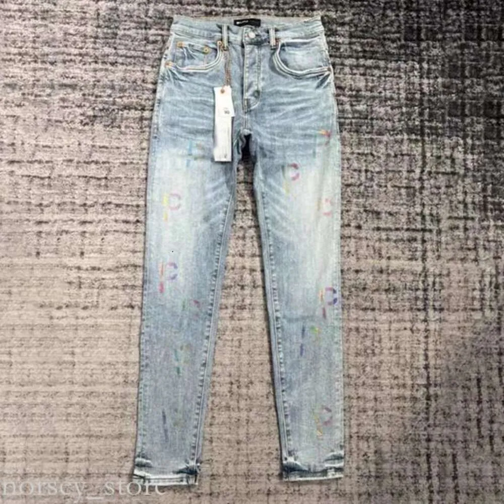 Designer jeans mens lila jeans denim byxor lila modebyxor av hög kvalitet rak design casual tröja joggar byxa tvättade gamla jeans 863