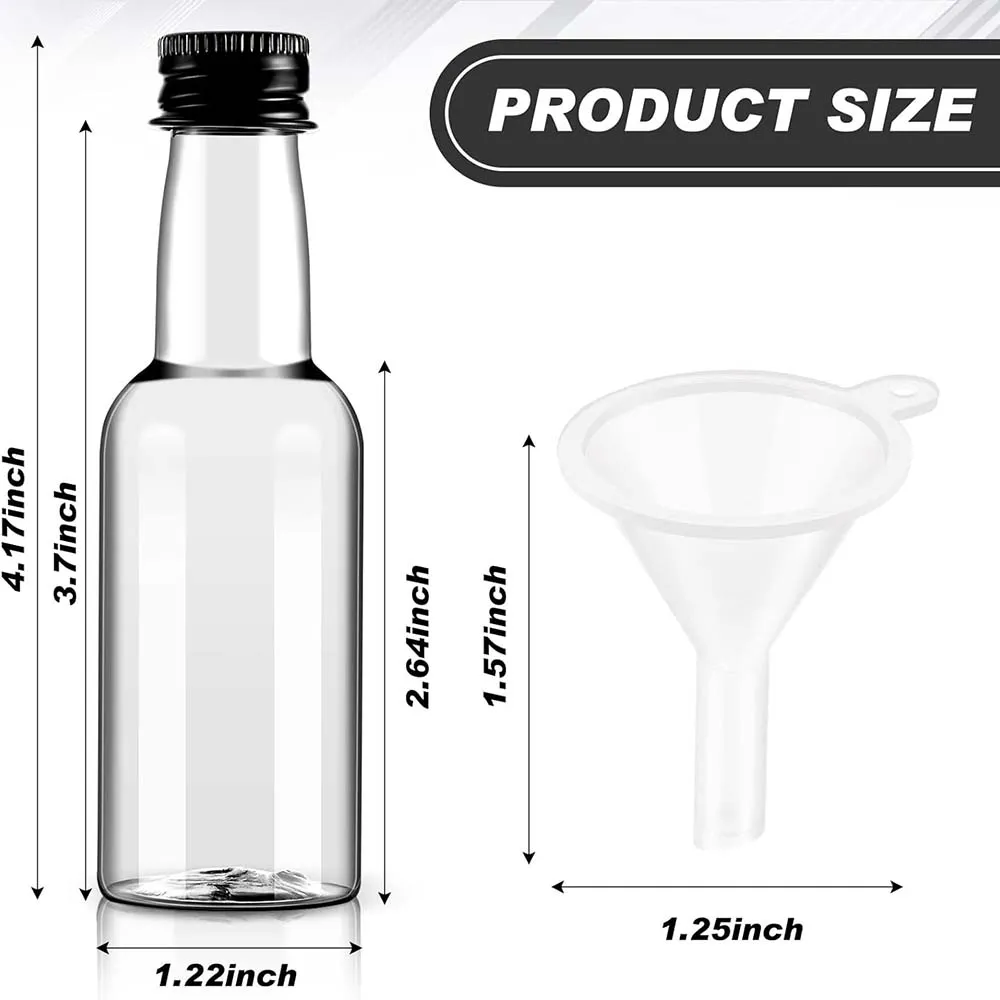 Lot De 50 Mini Bouteilles De Liqueur De 60 Ml Avec Bouchon Noir